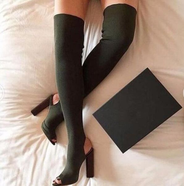 moraima snc новейший над коленом длинные сапоги sexy peep toe stretch ткани толстые каблуки высокие сапоги женщина большой размер обуви, Black
moraima snc новейший над коленом длинные сапоги sexy peep toe stretch ткани толстые каблуки высокие сапоги женщина большой размер обуви, Black