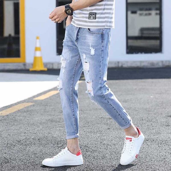 men's jeans 2021 selling men spring ankle-length pencil trousers classic fashion hole style denim skinny ,size 28-36, Blue
men's jeans 2021 selling men spring ankle-length pencil trousers classic fashion hole style denim skinny ,size 28-36, Blue