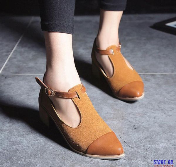 strap buckle pumps cut-out leather thick mid heels pointed toe vintage womens shoes zapatos de mujer, Black
strap buckle pumps cut-out leather thick mid heels pointed toe vintage womens shoes zapatos de mujer, Black