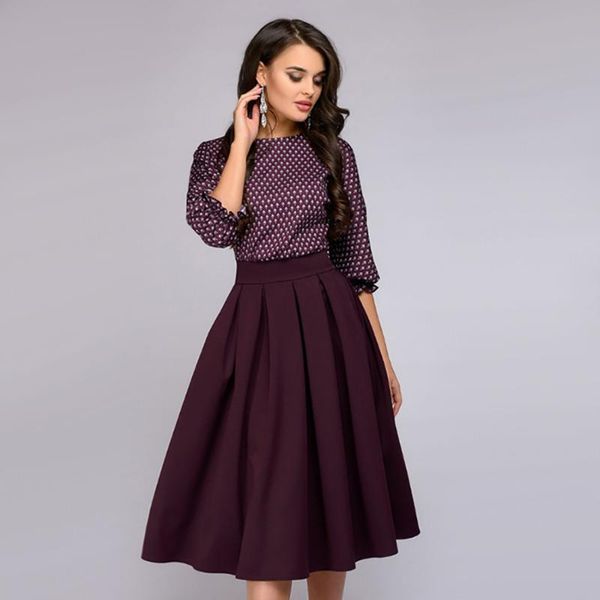 women dress elegant 3/4 sleeve print dress ladies casual party casual party vestido noche mujer#g2, Black;gray 
women dress elegant 3/4 sleeve print dress ladies casual party casual party vestido noche mujer#g2, Black;gray