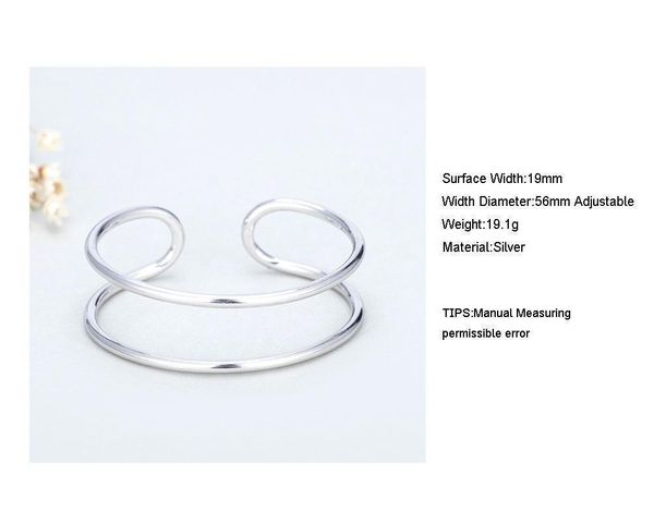 925 Sterling Silver Double Layer Open Cuff Bangle Bracelet Simple Fashion Party Bangle Jewelry For Women Gifts S-B294
925 Sterling Silver Double Layer Open Cuff Bangle Bracelet Simple Fashion Party Bangle Jewelry For Women Gifts S-B294