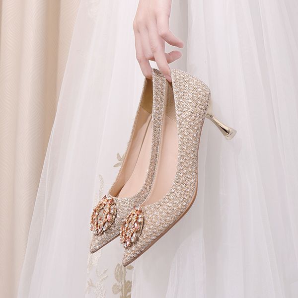 wed2020 golden decent bridesmaid mid-heel single shoes women's crystal diamond buckle white wedding dress, Black
wed2020 golden decent bridesmaid mid-heel single shoes women's crystal diamond buckle white wedding dress, Black