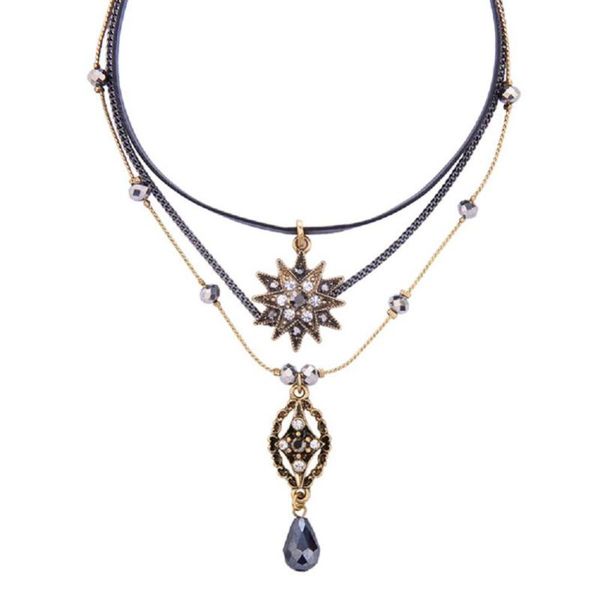 2020 new fashion multilayer necklace vintage star rhinestone flower choker chain leather pendant layer necklace women jewelry, Silver
2020 new fashion multilayer necklace vintage star rhinestone flower choker chain leather pendant layer necklace women jewelry, Silver