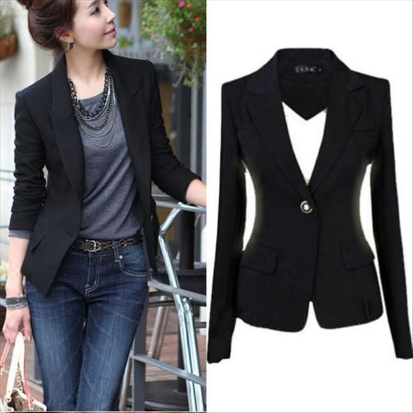 business women smart jakets fashion womens single button slim suit jacket outwear ol long sleeve black jacket plus size, Black;brown
business women smart jakets fashion womens single button slim suit jacket outwear ol long sleeve black jacket plus size, Black;brown