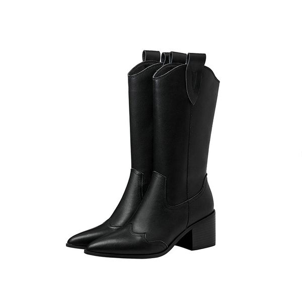 fashion genuine leather women mid-calf boots 2020 autumn winter thick heels shoes women night club party shoes woman, Black
fashion genuine leather women mid-calf boots 2020 autumn winter thick heels shoes women night club party shoes woman, Black