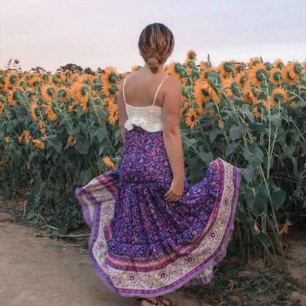 boho chic hippie women beach floral print tassel bohemian skirt high elastic waist a line boho maxi skirt femme, Black
boho chic hippie women beach floral print tassel bohemian skirt high elastic waist a line boho maxi skirt femme, Black