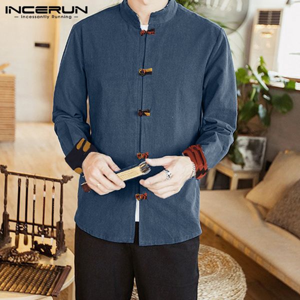 incerun man chinese style long sleeve shirts men solid color stand collar camisa vintage loose cotton buttons up blusa plus size, White;black
incerun man chinese style long sleeve shirts men solid color stand collar camisa vintage loose cotton buttons up blusa plus size, White;black