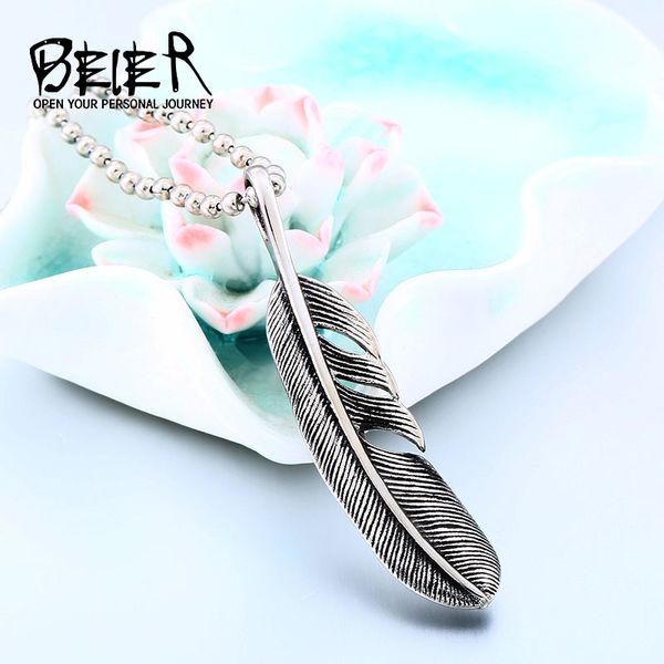beier sell japan popular feather pendant necklace stainless steel fashion jewelry for men and women cool gift bp8-331, Silver
beier sell japan popular feather pendant necklace stainless steel fashion jewelry for men and women cool gift bp8-331, Silver
