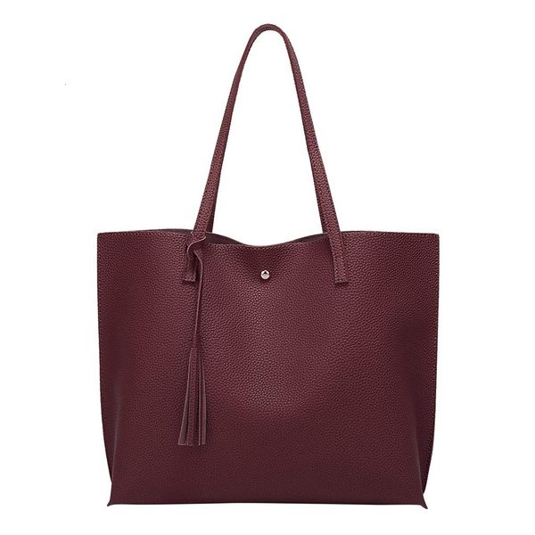women fringe solid large capacity shopping bags ladies fashion soft leather shoulder tote handbag female handle bags femme #yl5