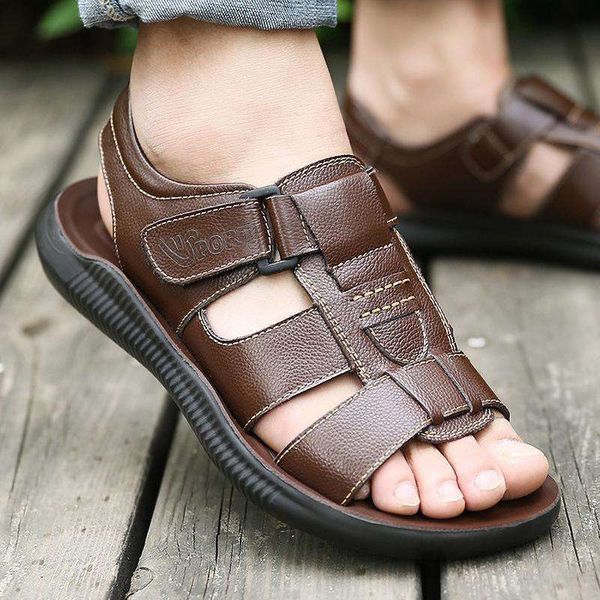 sandals hook-loop sewing men shoes genuine leather solid slippers slip-on beach summer casual sandale homme, Black
sandals hook-loop sewing men shoes genuine leather solid slippers slip-on beach summer casual sandale homme, Black