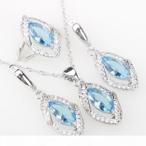 sky blue cz серебро 925 бижутерия комплекты eyes ожерелье кольца серьги с камнями женские украшения set free gift box, Silver
sky blue cz серебро 925 бижутерия комплекты eyes ожерелье кольца серьги с камнями женские украшения set free gift box, Silver