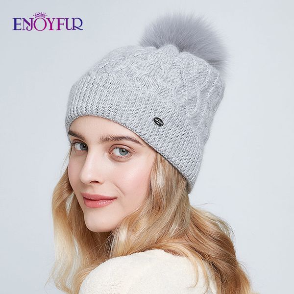 enjoyfur knitted winter caps women's hats with real fur pompom warm cotton female beanies of autumn girl hat high quality, Blue;gray
enjoyfur knitted winter caps women's hats with real fur pompom warm cotton female beanies of autumn girl hat high quality, Blue;gray