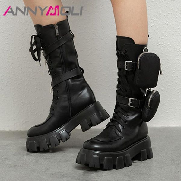 annymoli buckle genuine leather platform high heel mid calf boots women shoes zip lace up block heels motorcycle boots lady 40, Black
annymoli buckle genuine leather platform high heel mid calf boots women shoes zip lace up block heels motorcycle boots lady 40, Black