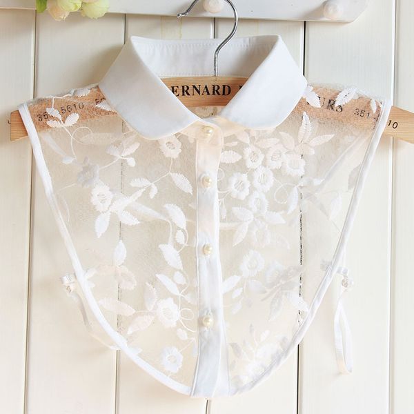 women embroidery lace flower sweater ruffles shirt fake collar cardigan button cotton chiffon detachable false collar blouse top, Black;gray
women embroidery lace flower sweater ruffles shirt fake collar cardigan button cotton chiffon detachable false collar blouse top, Black;gray