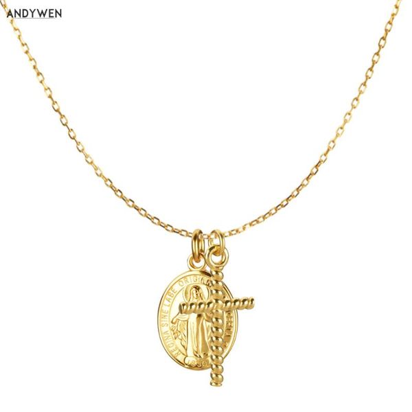 andywen 925 sterling silve gold cross oval double pendent long chain necklace collar 2020 european rock punk thicker big jewelry, Silver
andywen 925 sterling silve gold cross oval double pendent long chain necklace collar 2020 european rock punk thicker big jewelry, Silver