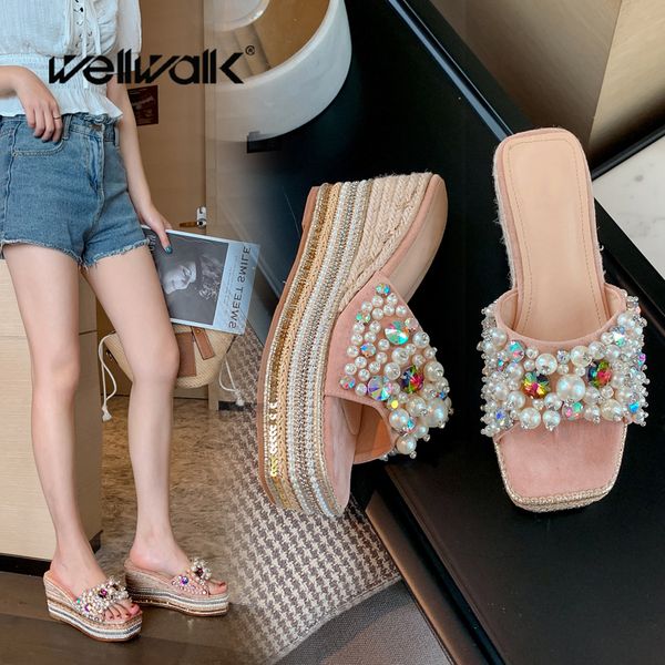 pearl wedge slippers women heels shoes slip on fashion slides lady casual espadrilles slipper rhinestone edge summer shoe woman, Black
pearl wedge slippers women heels shoes slip on fashion slides lady casual espadrilles slipper rhinestone edge summer shoe woman, Black