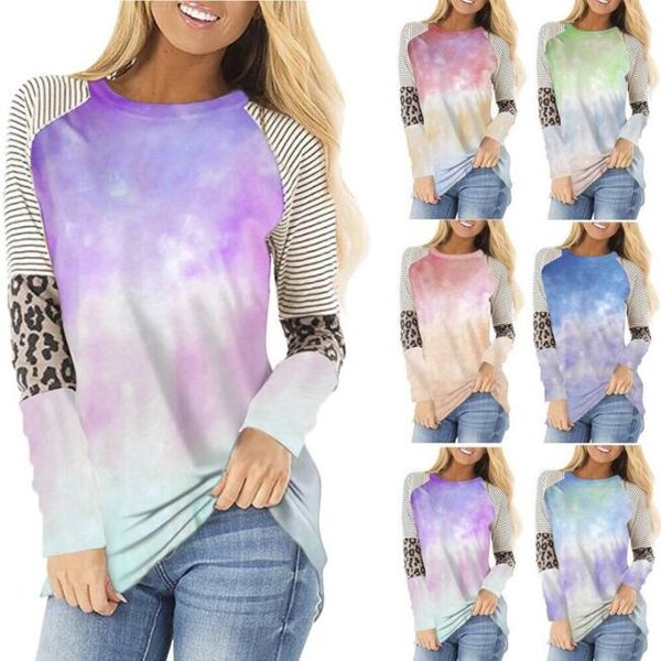 autumn new tie dye t shirts women o neck long sleeve leopard striped t-shirt women gradient contrast tees streetwear by1576, Black
autumn new tie dye t shirts women o neck long sleeve leopard striped t-shirt women gradient contrast tees streetwear by1576, Black