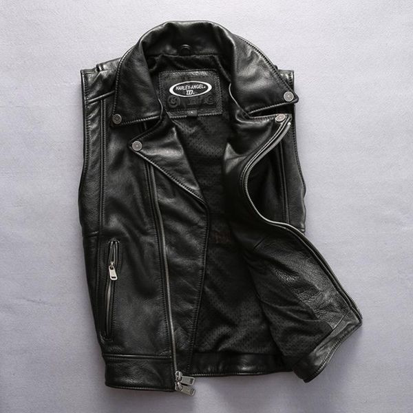 men's leather & faux 2021 slim fit sleeveless motorcycle jacket with lucky pig pattern black cowskin fashion men biker vest male
men's leather & faux 2021 slim fit sleeveless motorcycle jacket with lucky pig pattern black cowskin fashion men biker vest male