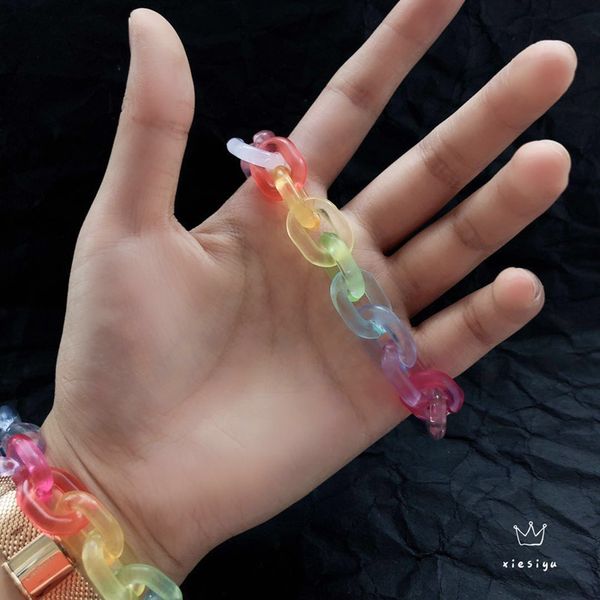 acrylic rainbow bracelet ins harajuku style real color jumping girl street girlfriend couple exaggerated bracelet, Black
acrylic rainbow bracelet ins harajuku style real color jumping girl street girlfriend couple exaggerated bracelet, Black