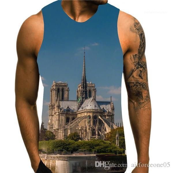 summer running male clothes notre dame de paris men vest quick drying breathable 3d printed tank, White;black
summer running male clothes notre dame de paris men vest quick drying breathable 3d printed tank, White;black