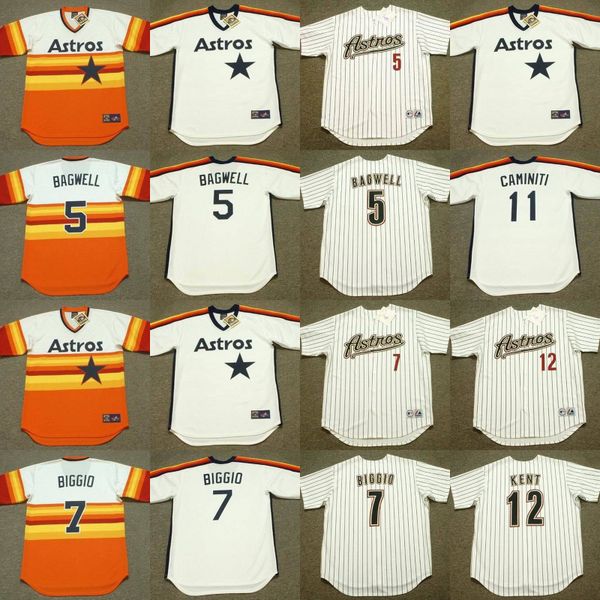 houston 5 jeff bagwell 7 craig biggio baseball jersey stitched, Black