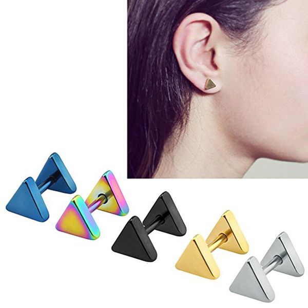 punk style jewelry stainless steel double solid triangle studs earring fake plugs cartilage helix piercing earring for men/women, Golden;silver
punk style jewelry stainless steel double solid triangle studs earring fake plugs cartilage helix piercing earring for men/women, Golden;silver