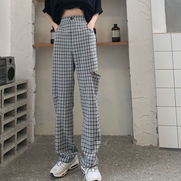 women's pants & capris casual women hole plaid chic long trousers streetwear vintage preppy korean ins fashion slender straight pant bo, Black;white
women's pants & capris casual women hole plaid chic long trousers streetwear vintage preppy korean ins fashion slender straight pant bo, Black;white