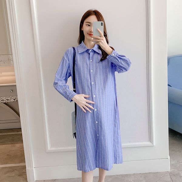 9017# maternity dress spring autumn cotton long sleeve loose striped shirt dress for pregnant women mom, White
9017# maternity dress spring autumn cotton long sleeve loose striped shirt dress for pregnant women mom, White