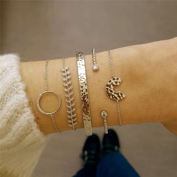 modyle boho 5 pcs/set gold color leaf open half round bracelet opening bracelet set fashion charm wedding for woman, Black
modyle boho 5 pcs/set gold color leaf open half round bracelet opening bracelet set fashion charm wedding for woman, Black