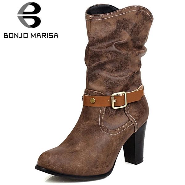 bonjomarisa ladies mature high heeled boots elegant pleated mid-calf boots women high square heels shoes woman, Black
bonjomarisa ladies mature high heeled boots elegant pleated mid-calf boots women high square heels shoes woman, Black