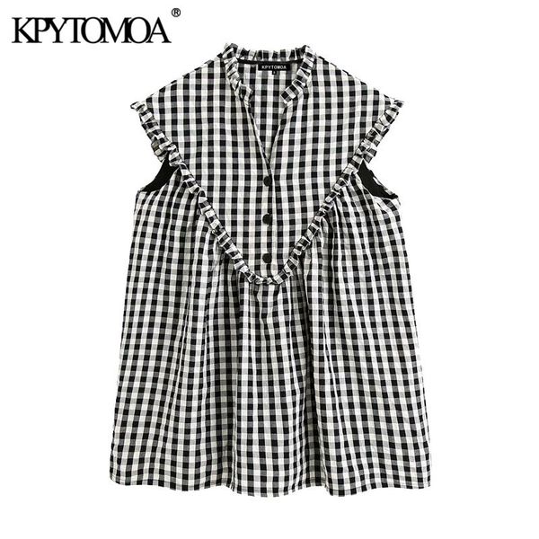 kpytomoa women 2020 sweet fashion plaid ruffled mini dress vintage short sleeve with lining female dresses vestidos mujer c200919, Black;pink
kpytomoa women 2020 sweet fashion plaid ruffled mini dress vintage short sleeve with lining female dresses vestidos mujer c200919, Black;pink