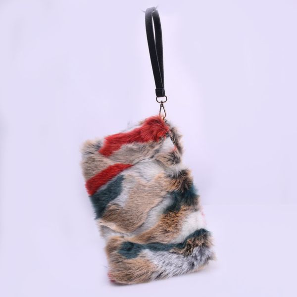 swonco furry bag for woman fashion faux fur bags new fashion women's clutches bags lady mixed faux fur clutch handbags