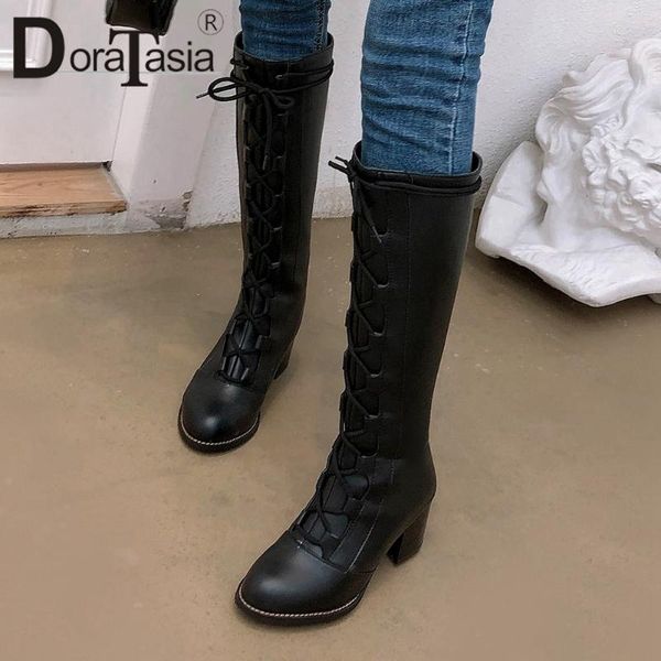 doratasia new ladies concise solid color heeled boots high chunky heels boots women lace-up mid-calf office shoes woman, Black
doratasia new ladies concise solid color heeled boots high chunky heels boots women lace-up mid-calf office shoes woman, Black
