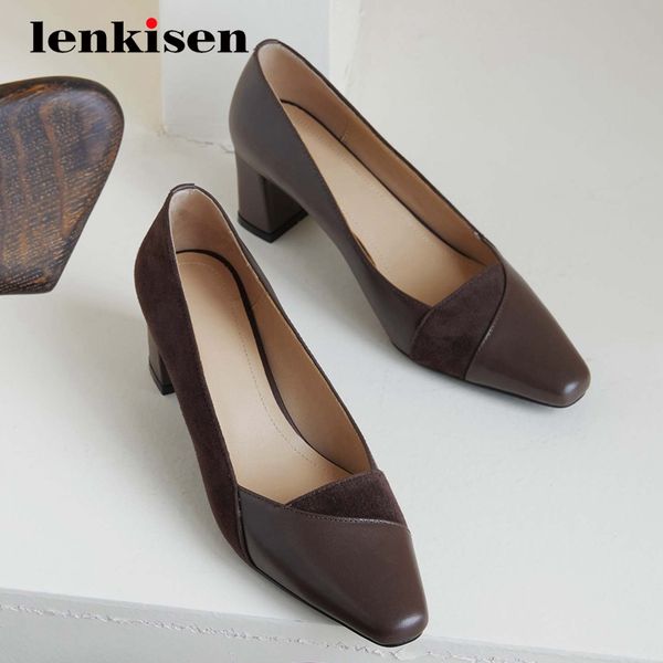 lenkisen new korean girl natural leather patchwork square toe thick high heel slip on gorgeous office lady dress women pumps l50, Black
lenkisen new korean girl natural leather patchwork square toe thick high heel slip on gorgeous office lady dress women pumps l50, Black