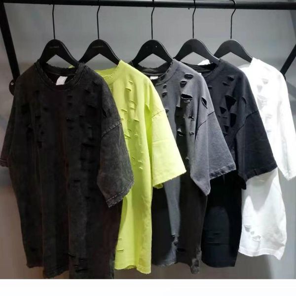 5 colors distressing black ripped t-shirt hip hop relaxed short sleeve cotton tee streetwear casual trend t-shirt, White;black
5 colors distressing black ripped t-shirt hip hop relaxed short sleeve cotton tee streetwear casual trend t-shirt, White;black