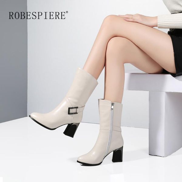 boots robespiere 2021 pointed toe mid calf women fashion buckle square heel shoes winter warm plush zipper lady b69, Black
boots robespiere 2021 pointed toe mid calf women fashion buckle square heel shoes winter warm plush zipper lady b69, Black