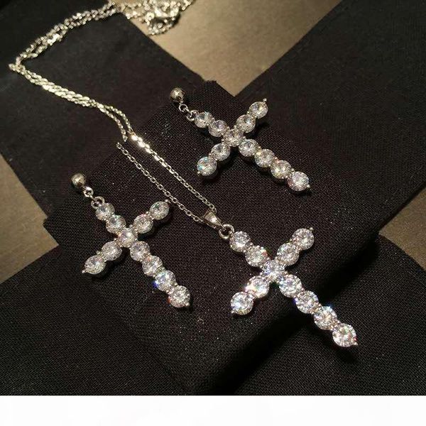 new fashion women jewelry set whitte gold plated sparky cz cross earrings necklace set for girls women for party wedding nice gift, Silver
new fashion women jewelry set whitte gold plated sparky cz cross earrings necklace set for girls women for party wedding nice gift, Silver