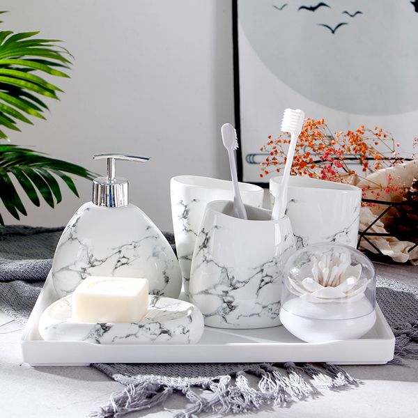 bath accessory set nordic marble texture ceramic bathroom with tray toothbrush holder soap dispenser dish cotton swab box accesso
bath accessory set nordic marble texture ceramic bathroom with tray toothbrush holder soap dispenser dish cotton swab box accesso