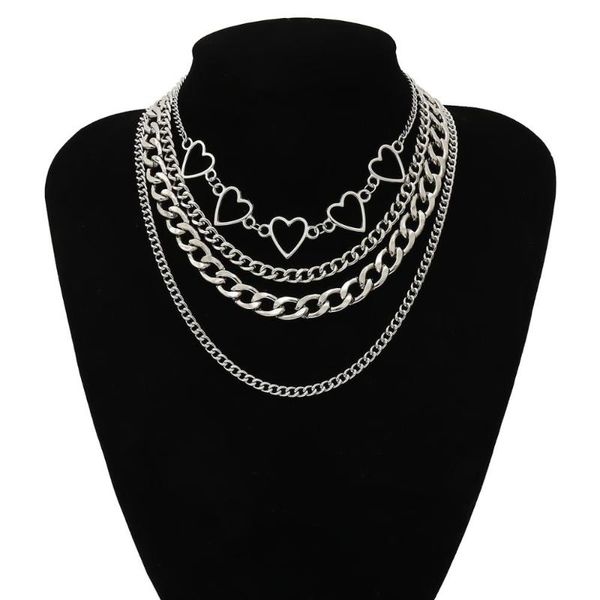 2020 vintage layered love heart choker necklace set steampunk boho punk iron link chain necklace women fashion jewelry, Silver 
2020 vintage layered love heart choker necklace set steampunk boho punk iron link chain necklace women fashion jewelry, Silver
