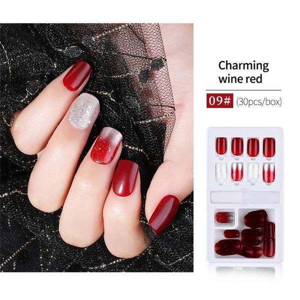 false nails 30pcs/set acrylic fake art stickers set reusable press on full cover nail tips girls decoration, Red;gold
false nails 30pcs/set acrylic fake art stickers set reusable press on full cover nail tips girls decoration, Red;gold