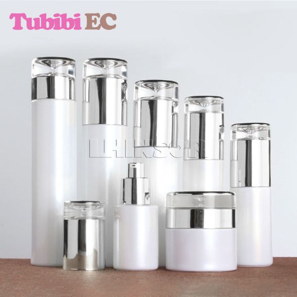 5pcs/lot pearl white glass silver cover spray lotion press pump bottles cream jars high-grade cosmetic packaging containers
5pcs/lot pearl white glass silver cover spray lotion press pump bottles cream jars high-grade cosmetic packaging containers