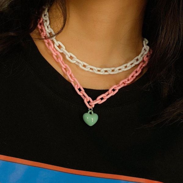 purui 2pcs/set acrylic chain choker necklace for women layered hip-hop rock gothic chain heart pedant necklace lovers collar, Silver
purui 2pcs/set acrylic chain choker necklace for women layered hip-hop rock gothic chain heart pedant necklace lovers collar, Silver