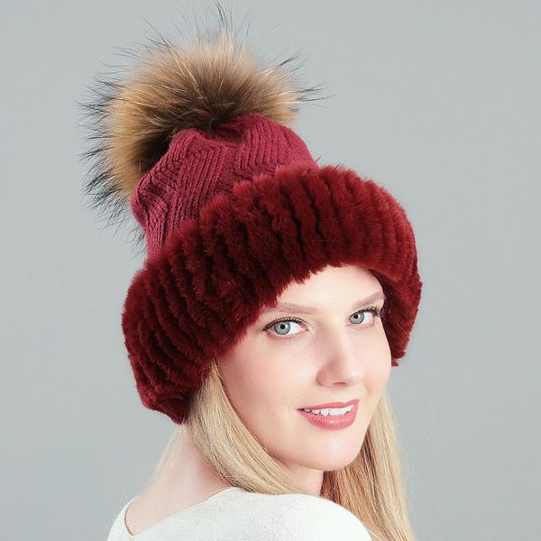 beanie/skull caps winter acrylic and real rex hair hats for lining wool knitted cap fashion fur pompom thick female beanies, Blue;gray 
beanie/skull caps winter acrylic and real rex hair hats for lining wool knitted cap fashion fur pompom thick female beanies, Blue;gray
