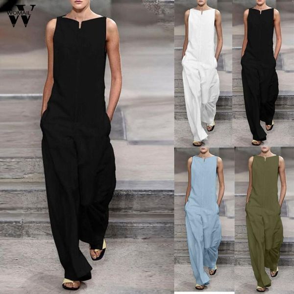 womail bodysuit women fashion sleeveless loose long jumpsuit ladies romper holiday solid pockets wide leg playsuit 2020 j613, Black;white 
womail bodysuit women fashion sleeveless loose long jumpsuit ladies romper holiday solid pockets wide leg playsuit 2020 j613, Black;white