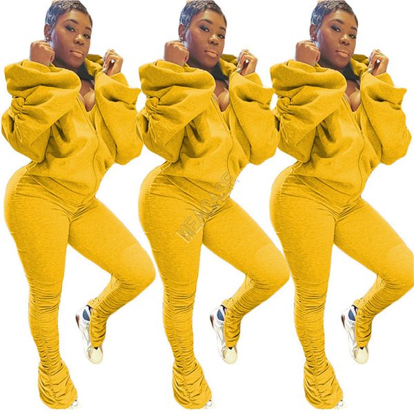 women designer trasksuit two pieces off shoulder hooded jacket backless zipper pleated pants solid color autumn winter sportswear d9108, White
women designer trasksuit two pieces off shoulder hooded jacket backless zipper pleated pants solid color autumn winter sportswear d9108, White
