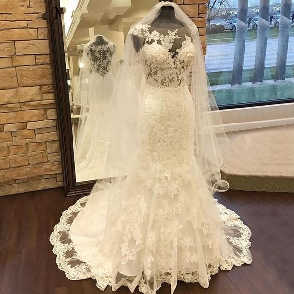 real p mermaid wedding dresses sheer neck transparent back appliques lace 2021 spring new bridal gowns customize plus size, White
real p mermaid wedding dresses sheer neck transparent back appliques lace 2021 spring new bridal gowns customize plus size, White