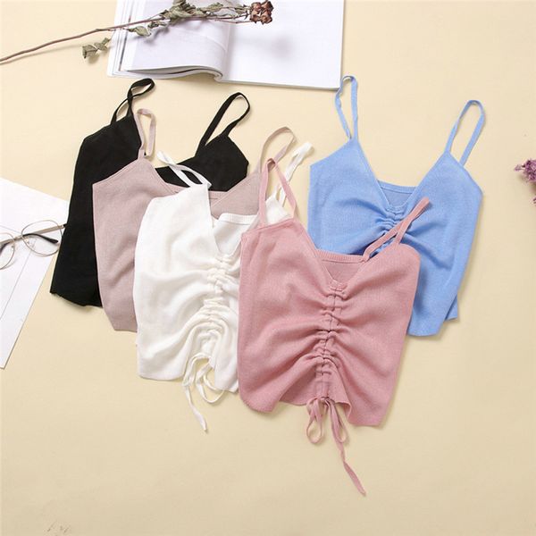 women's tanks & camis women knitted drawstring crop solid color all match casual v neck female streetwear, White
women's tanks & camis women knitted drawstring crop solid color all match casual v neck female streetwear, White