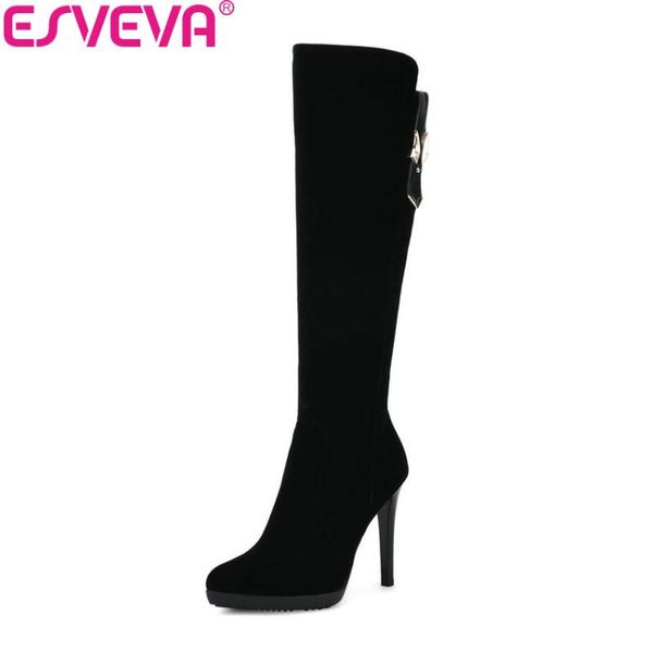 esveva 2020 women boots pointed toe fashion boots zipper knee high warm winter warm short plush snow shoes size 34-39, Black
esveva 2020 women boots pointed toe fashion boots zipper knee high warm winter warm short plush snow shoes size 34-39, Black