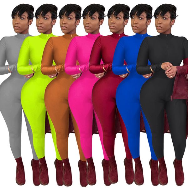 women jumpsuit slim solid color zipper long sleeve pants ladies new fashion tight rompers dhl, Black;white
women jumpsuit slim solid color zipper long sleeve pants ladies new fashion tight rompers dhl, Black;white
