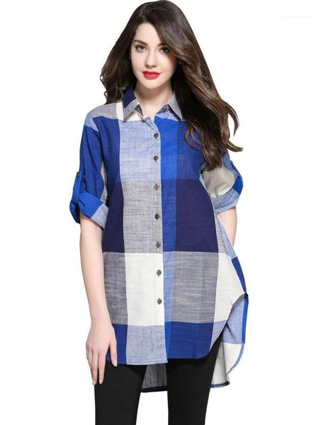 womens shirts spring autumn casual plus ladies plaid loose women designer blouse long sleeve lapel neck, White
womens shirts spring autumn casual plus ladies plaid loose women designer blouse long sleeve lapel neck, White